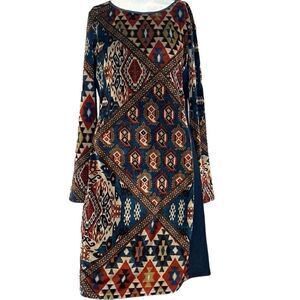 Anthropologie Aldomartins Aztec print blue dress Sz.S